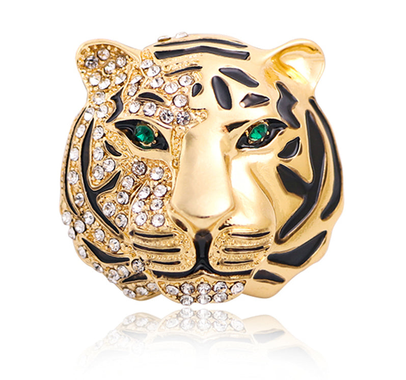 Broche Tigre Meia Face Dourado