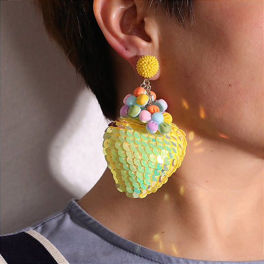 Brinco Pierrot Coração Amarelo