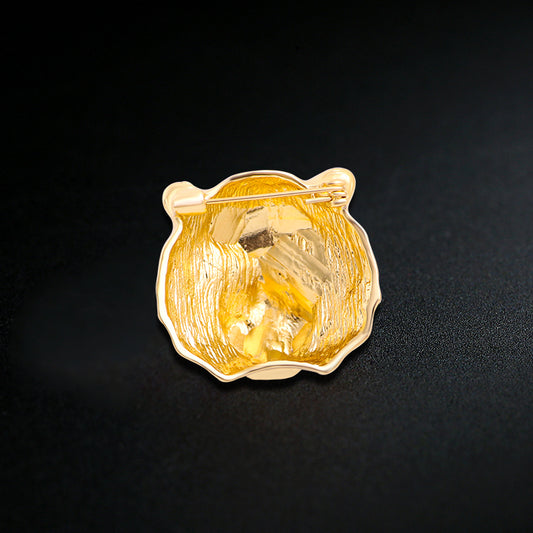 Broche Tigre Meia Face Dourado
