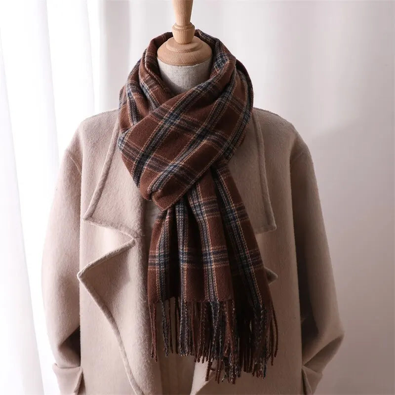 Cashmere Cachecol Xadrez Marrom