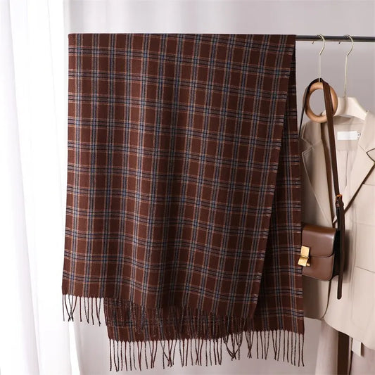 Cashmere Cachecol Xadrez Marrom