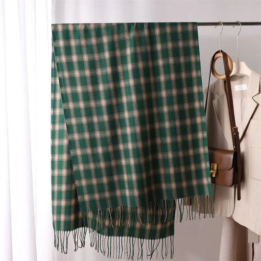 Cashmere Cachecol Xadrez Verde