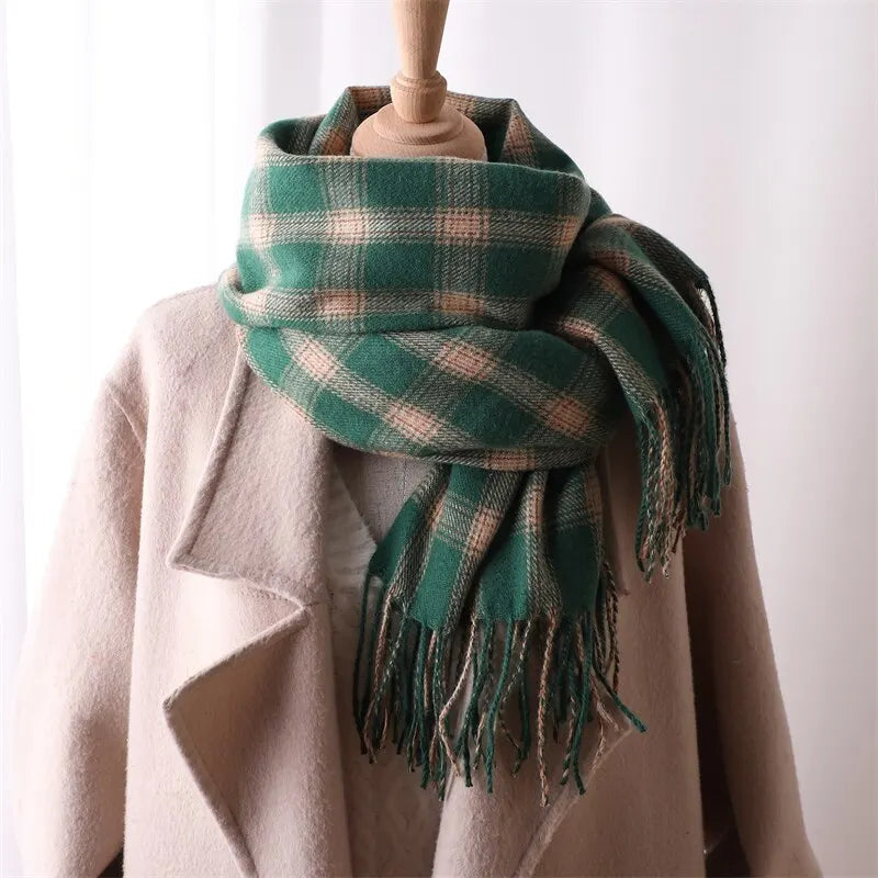 Cashmere Cachecol Xadrez Verde